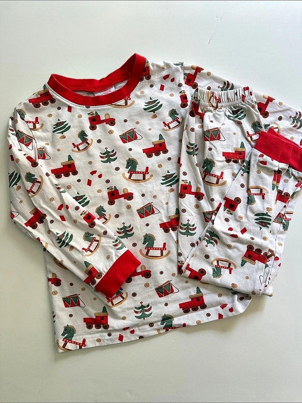 Stitchy Fish Christmas Train Pajama Set Cotton